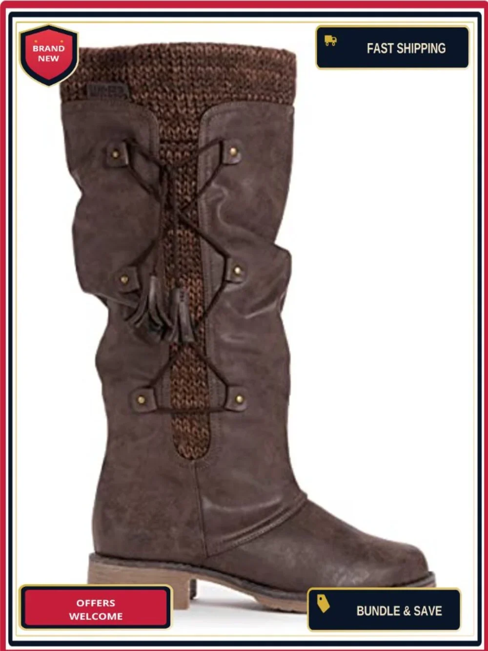 Knee-High Mukluk Boots with Memory Foam Insole, Faux Fur Trim, Zip Closure